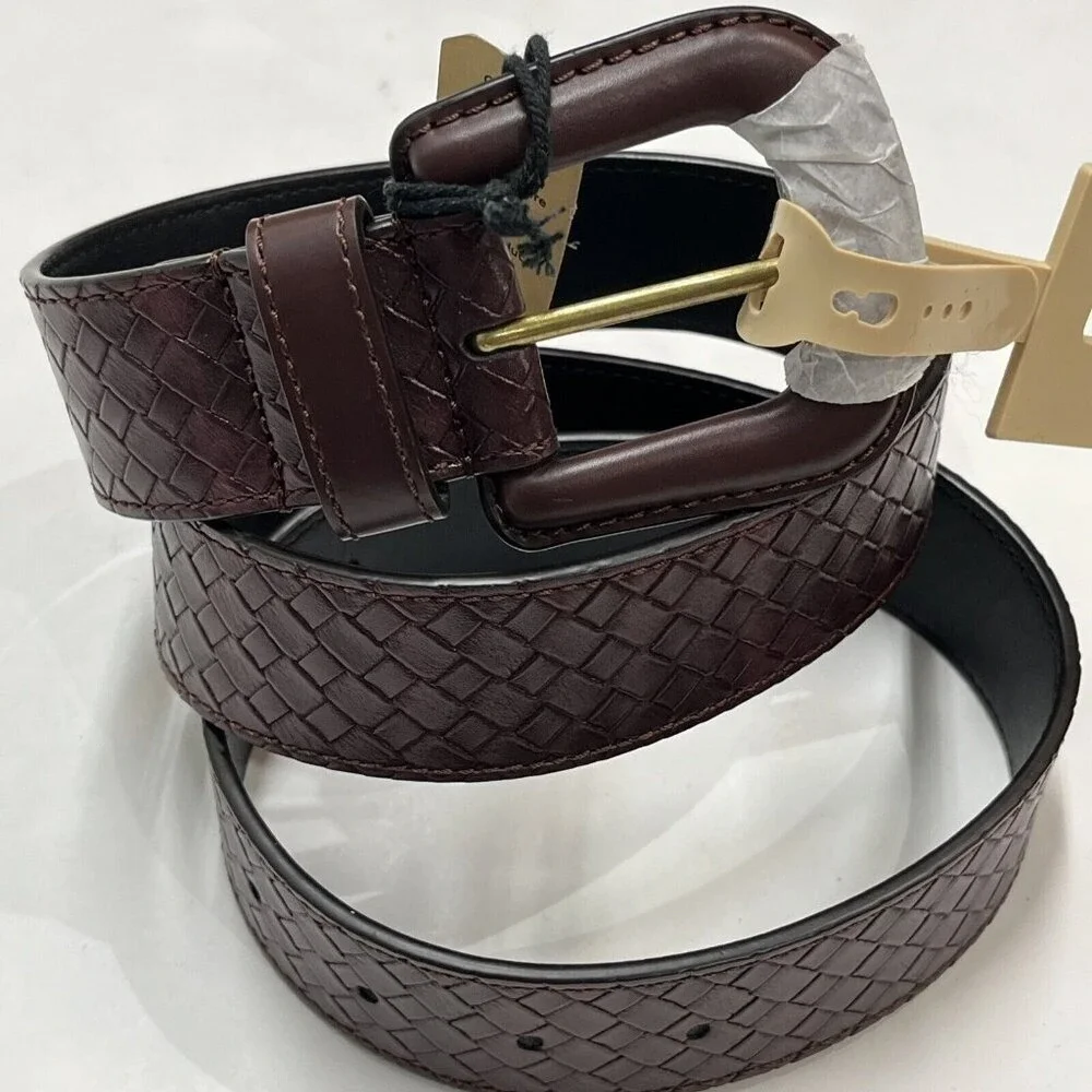 Frye‎ Co Belt Womens M Brown Faux Leather Woven Pattern Casual Western Rodeo